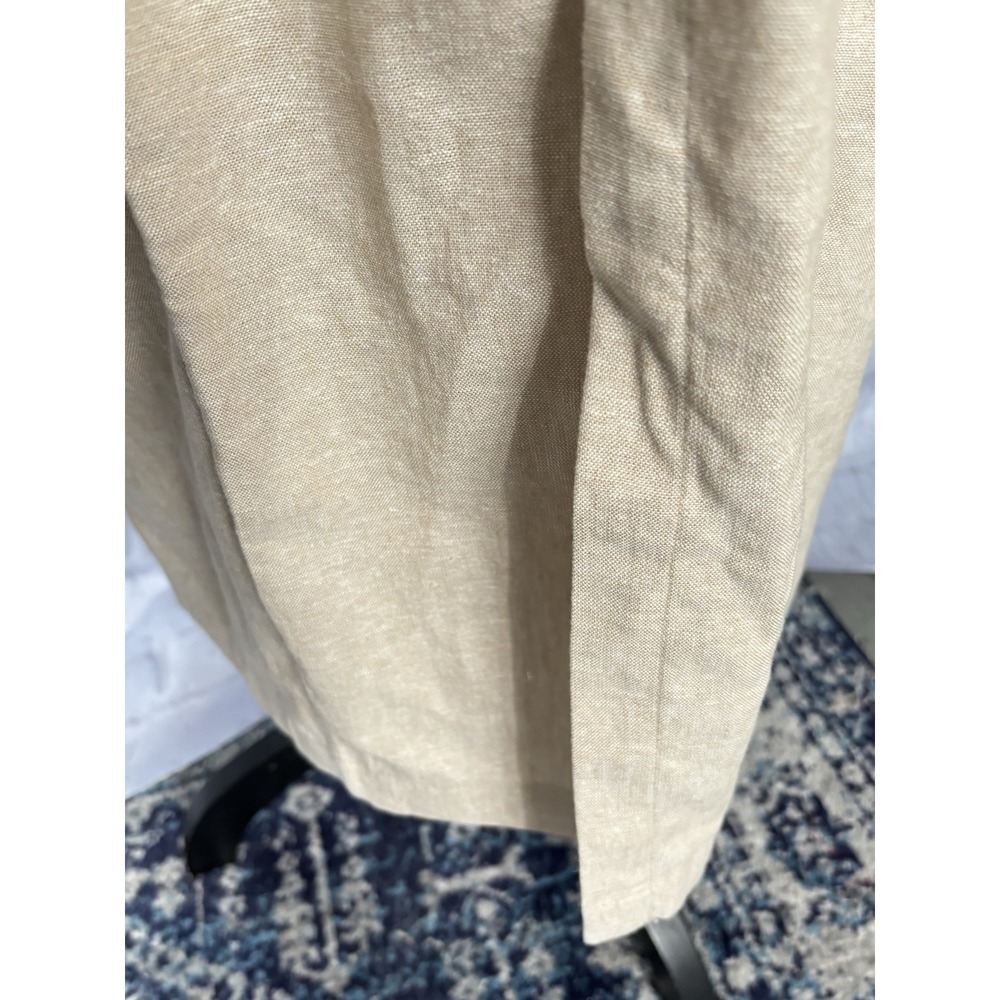 Minimalist Linen Blend Midi Dress Neutral Coastal Quiet Luxury Capsule Large - Picture 9 of 12